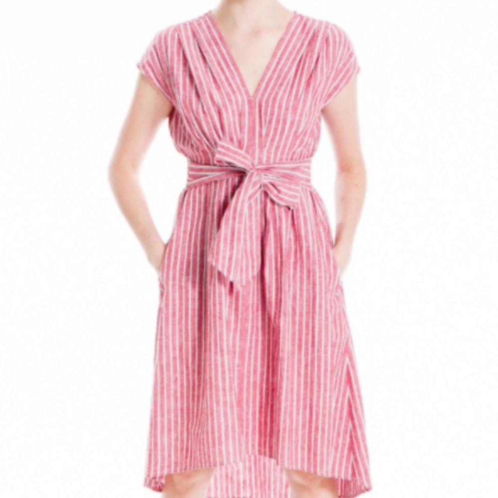Max Studio Striped V -Neck Dress